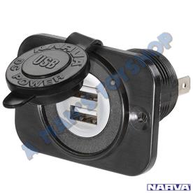DUAL USB SOCKET HEAVY DUTY 5 VOLT 29MM