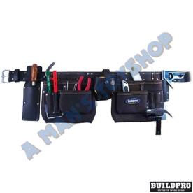 LEATHER TOOL BELT HAS FULL RANGE HOLDERS