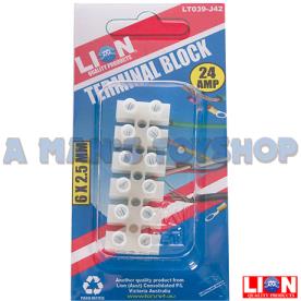 TERMINAL BLOCK 24 AMP 6 X 2.5MM2 WIRE