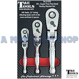STUBBY RATCHET SET1/4-3/8-1/2 SUPER FINE