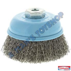 CUP BRUSH 75MM X 1.5 STAINLESS