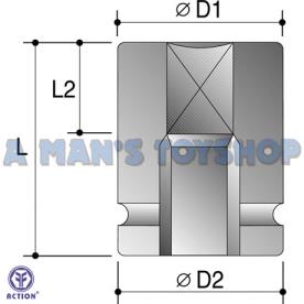 IMPACT SOCKET 1/2 DR X 3/4 SQUARE DRIVE