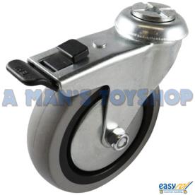 CASTOR 75MM GRAY RUBBER 10MM BOLT BRAKE