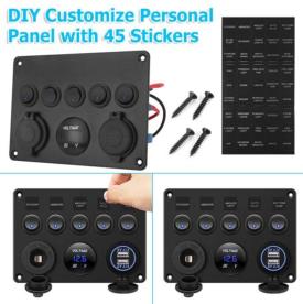SWITCH PANEL 5 GANG ON/OFF & USB-CIG-VOL