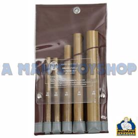 PUNCH SET BRASS 5 PIECE KNURLED HANDLE