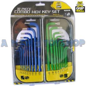HEX KEY SET 18 PCE METRIC & TORX  LONG