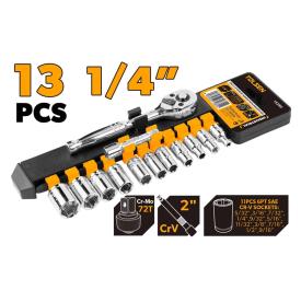 RATCHET HANDLE 1/4" WITH SOCKET SET 13PC