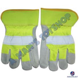 SPLIT LEATHER HI VIS YELLOW GLOVES LARGE