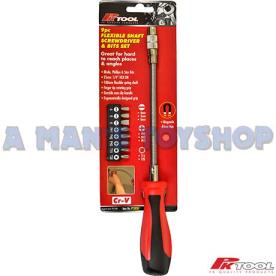 SCREWDRIVER & BITS SET FLEXI SHAFT 9PC