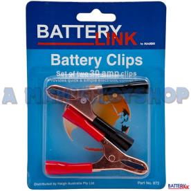 BATTERY CLIPS 30 AMP INSULATED PAIR