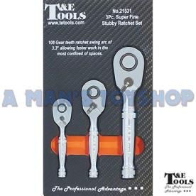 STUBBY RATCHET SET1/4-3/8-1/2 SUPER FINE