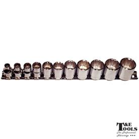 SOCKET 3/8DR 11PC SAE 12PT ON RAIL