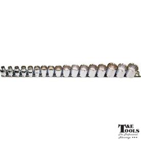 SOCKET 3/8DR 17PCE METRIC 12 POINT RAIL