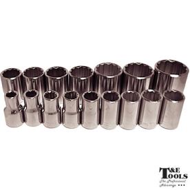 SOCKET 1/2 DR METRIC 16 PIECE 12 PT RAIL