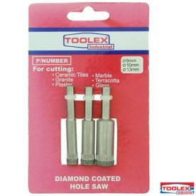 HOLE SAW DIAMOND 3 PCE 8-10 & 13MM