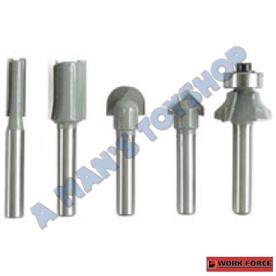 TUNGSTEN TIPPED ROUTER BIT SET 5 PIECE