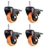 CASTOR WHEEL SET 75MM SWIVEL/BRAKED PVC