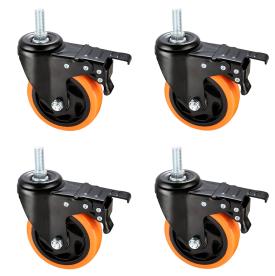 CASTOR WHEEL SET 100MM SWIVEL/BRAKED PVC