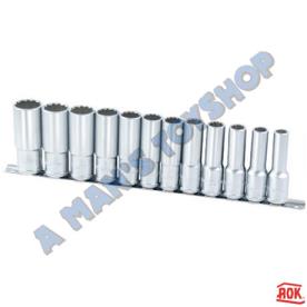 DEEP SOCKET SET 1/2DRIVE 12 POINT METRIC