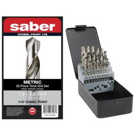 DRILL SET 25 PCE 1-13MM HSS STEEL SABER
