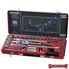 SOCKET SET 33 PIECE METRIC 1/2 DRIVE