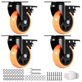 CASTOR WHEEL SET 100MM SWIVEL/BRAKED PVC