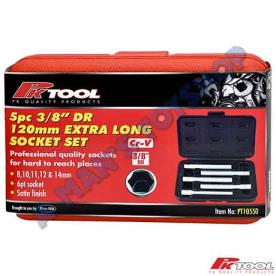 EXTRA LONG SOCKET 120MM 3/8"DR 6PT 5PCE