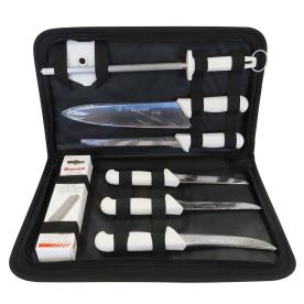 KNIFE SET 5 KNIVES-STEEL-STONE WHT HANDL