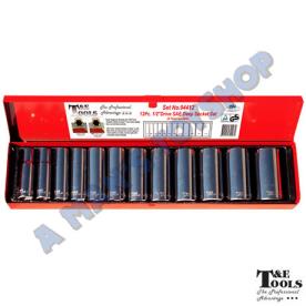DEEP SOCKET SET 12 PC 1/2 DR AF 6 POINT