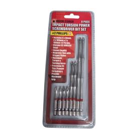 POWER SCREWDRIVER BIT#2 PHILLIPS 8 PIECE